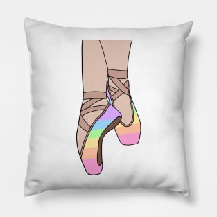 Pastel Rainbow pointe shoes Pillow