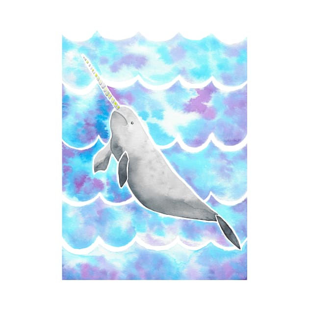 Watercolor Tie-Dye Narwhal by monitdesign