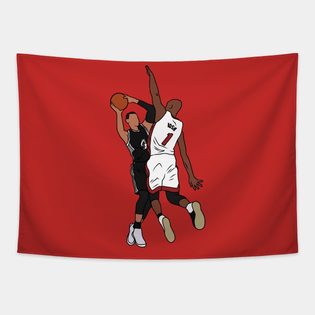 Chris Bosh Clutch Block On Danny Green Tapestry by rattraptees