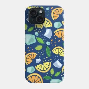 Orange lemon mint and ice pattern Phone Case