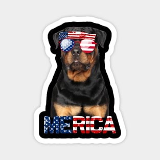 Merica Rottweiler Dog American Flag 4Th Of July Magnet