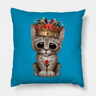 Cute Royal Kitten Wearing Crown Pillow