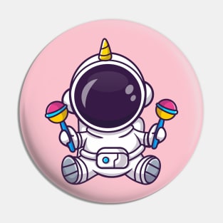 Cute Baby Astronaut Playing Maracas Toy Cartoon Pin