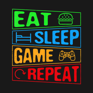 Gaming Eat Sleep Game Repeat Gift Multiplayer Video Games T-Shirt