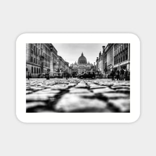 Sistine Chapel Rome, Worms Eye View Black And White Magnet