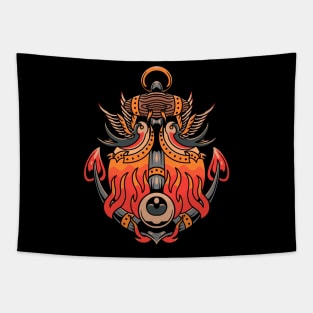 flaming anchor and swallow tattoo Tapestry