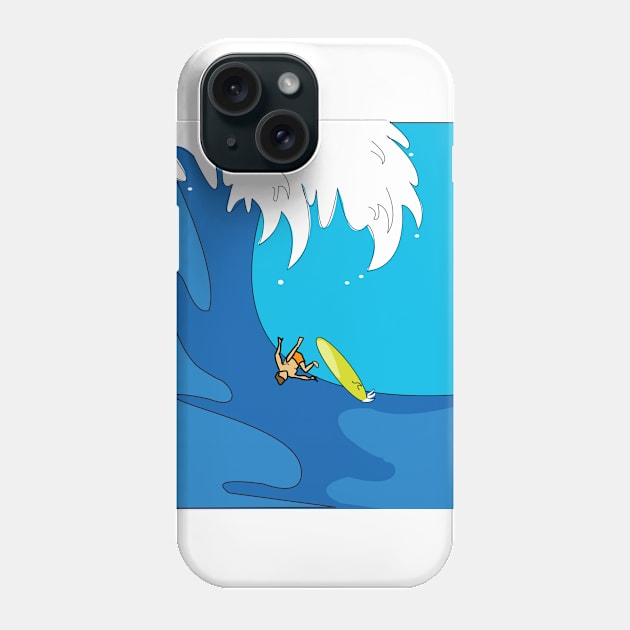 falling surfer in big wave Phone Case by designInk