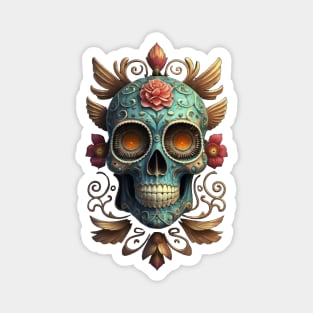 Sugar Skull Dia de los Muertos Mexican Day Of The Dead Tattoo Art Culture Punk Rock Goth Skeleton Magnet