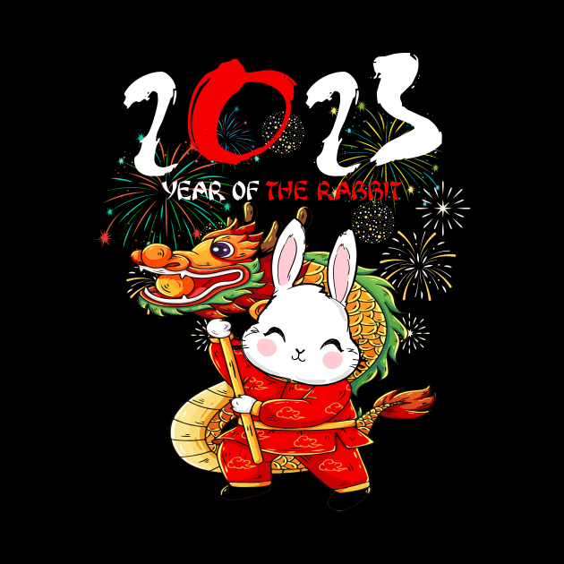 2023 Year Of the Rabbit Dabbing Bunny Chinese New Year by Jhon Towel