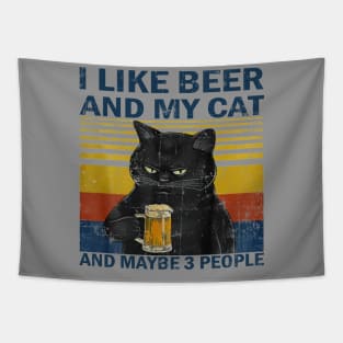 I like beer and my cat vintage Tapestry