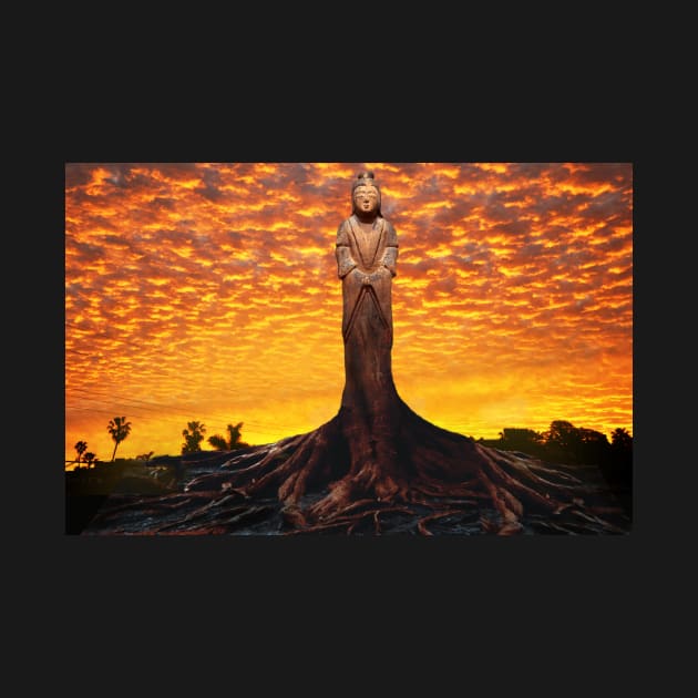 BUDDHA TREE ORANGE SUNSET by Larry Butterworth