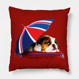 English Bulldog Puppy with umbrella Pillow