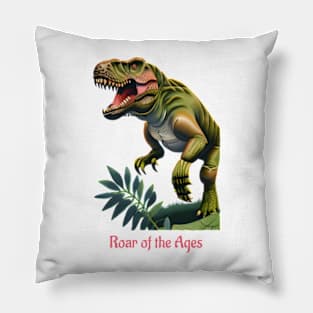 Roar of the Ages: Tyrannosaurus Rex Action Illustration Pillow