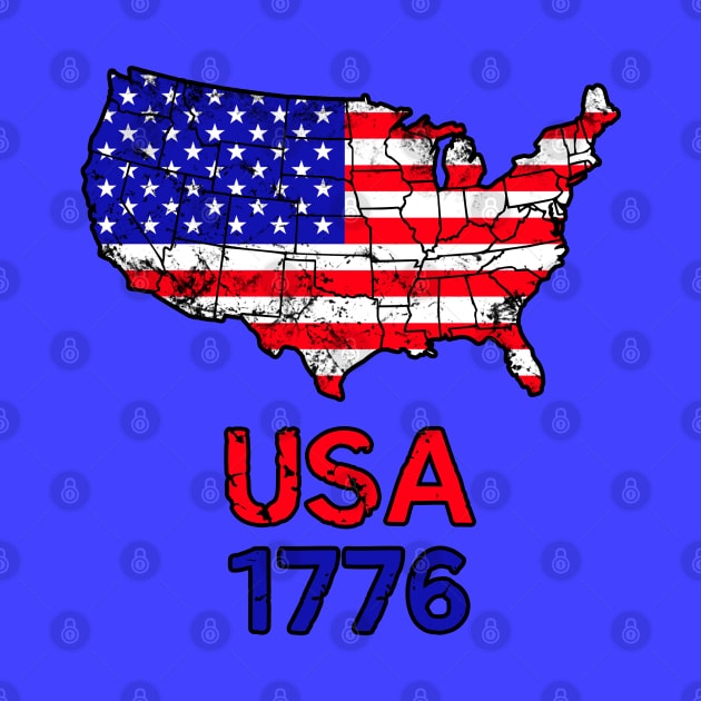 American flag USA Map 1776 by Scar