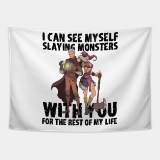 Roleplaying RPG Couple Gift Valentines Day Barbarian Wizard Tapestry