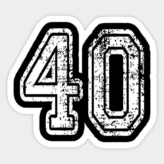 Number 40 Grungy in white - 40 - Sticker | TeePublic