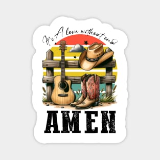 Love of Country Music Amen Retro Country Music Heartbeat Western Cowboy Cowgirl Gift Magnet