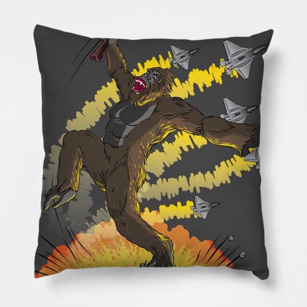 King Kong on the ocean Pillow by foozledesign