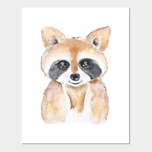 Cute Baby Raccoon Watercolor - Cute Animals - Poster Und Kunst | Teepublic De