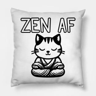 Cute Zen AF Meditating Cartoon Monk Cat Pillow