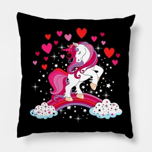 Unicorn Valentines day shirt toddler Girl Love Heart Rainbow Pillow