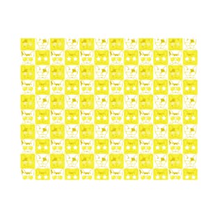 Frenchies with Glasses Pattern Yellow T-Shirt