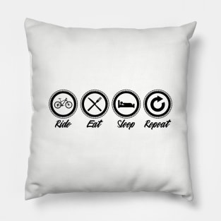 Ride, Eat, Sleep, Repeat art for bike lovers and bycicle riders Pillow