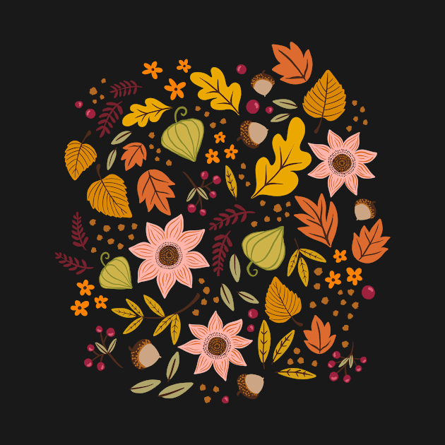 Autumn Floral, Dark by Jacqueline Hurd