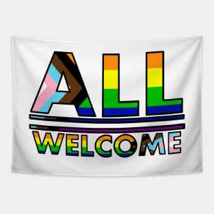 Welcome All Progress Pride Tapestry