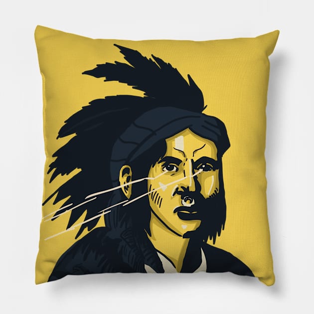 Native American Pontiac Vector Wall Art Pillow by Eyanosa