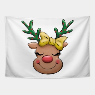 reindeer red nose christmas Tapestry