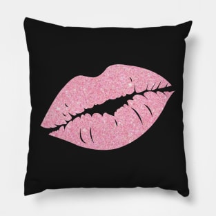 Baby Pink Faux Glitter Lips Pillow