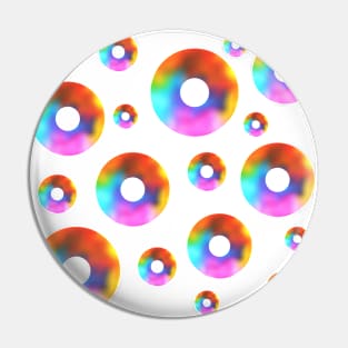 Rainbow Watercolor Donut Bubbles Pin