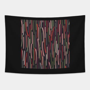 Pick up Sticks in warm fall tones on charcoal Tapestry