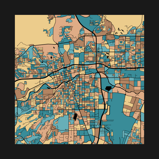 Reno Map Pattern in Mid Century Pastel by PatternMaps