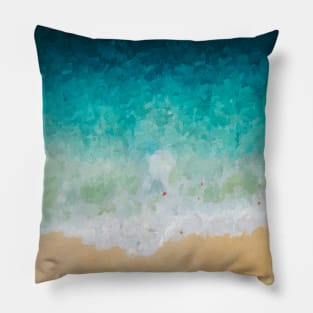Blue gradient beach oil painting Pillow