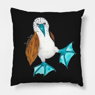 Watercolor Blue Footed Booby Pillow