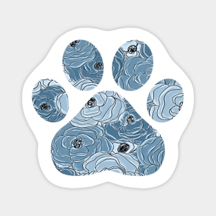 Blue Floral Dog Paw Magnet