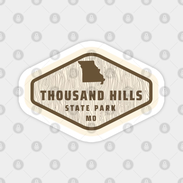 Thousand Hills State Park Missouri - Tree Log Texture Wooded Sign Sticker Magnet by Go With Tammy