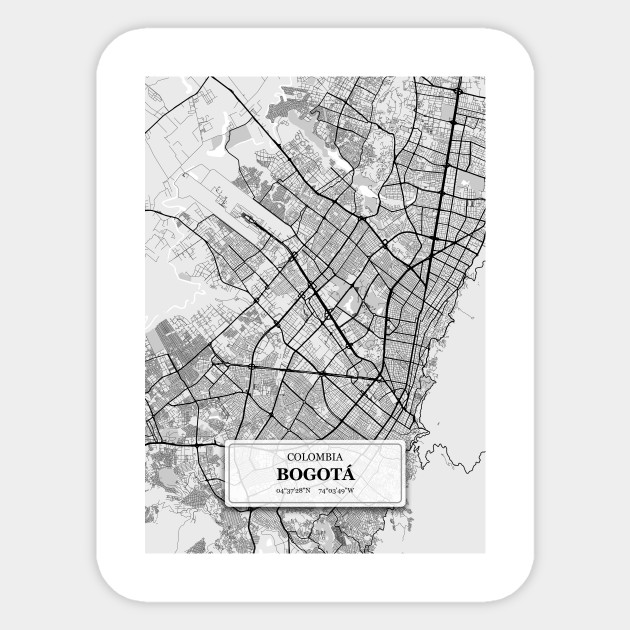 Bogota Colombia City Map With Gps Coordinates Bogota Colombia