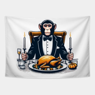 Happy Thanksgiving Monkey Tapestry