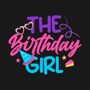 Cool Birthday Girl Partying Balloons Birthday Cake T-Shirt