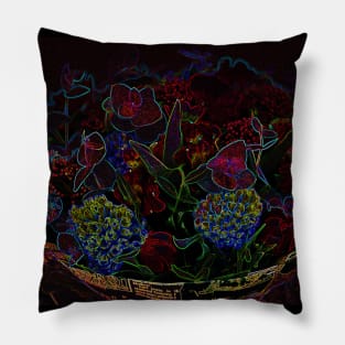 Black Panther Art - Flower Bouquet with Glowing Edges 3 Pillow