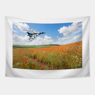 Avro Vulcan B2 bomber over a field of red poppies Tapestry