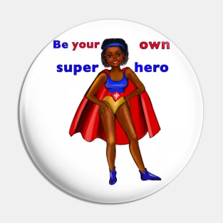 Be your own superhero - Black anime superhero girl with red cape ! beautiful  black girl with Afro hair, brown eyes, Cherry pink lips and dark brown skin. Hair love ! Pin