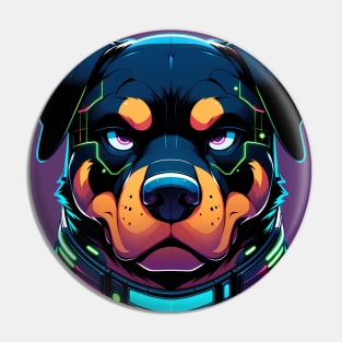 Cyberpunk Neon Furry Anthro Rottweiler Pin