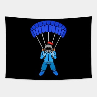 Cartoon knight with parachute Tapestry