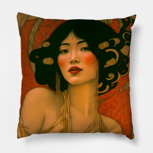 Art Deco Style Woman Pillow