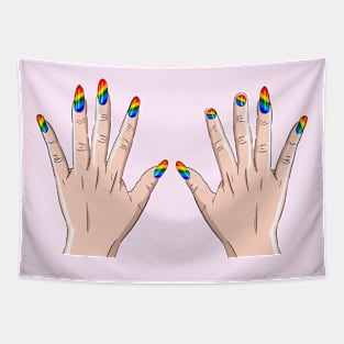 Lesbian Pride Fingernails Tapestry