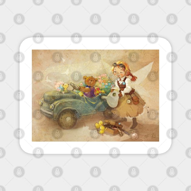 Fairy and car Magnet by kbabok